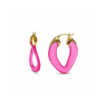 14K Gold Over Brass 1.5 inch Acrylic Curb Link Lucite Birthstone Hoop Earrings