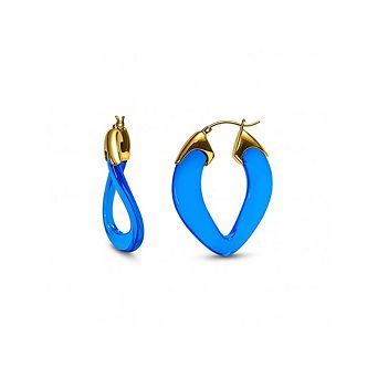 14K Gold Over Brass 1.5 inch Acrylic Curb Link Lucite Birthstone Hoop Earrings