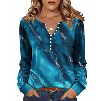 Zeagoo Women's Long Sleeve Button Up Shirts Casual V Neck Floral Tunic Blouses for Spring Autumn