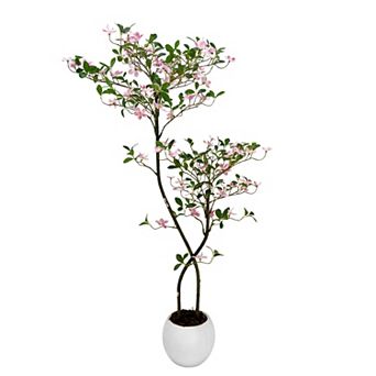 Artificial Jasmine Tree with White Planter, Faux Plants Indoor Faux Floor Artificial Trees