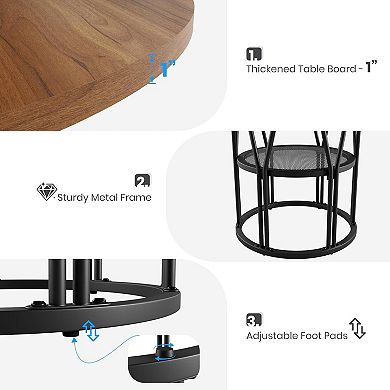 Round Dining Table for 4-6,47" Kitchen Table with Storage Shelf,Metal Dinner Table for Small Space