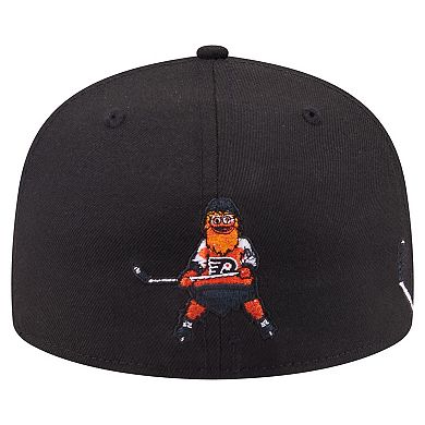 Men's New Era Black Philadelphia Flyers Active Mascot 59FIFTY Fitted Hat