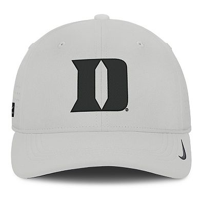 Men's Nike Gray Duke Blue Devils 2026 Sideline Practice AeroBill Swooshflex Dri-FIT Hat