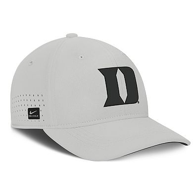 Men's Nike Gray Duke Blue Devils 2026 Sideline Practice AeroBill Swooshflex Dri-FIT Hat