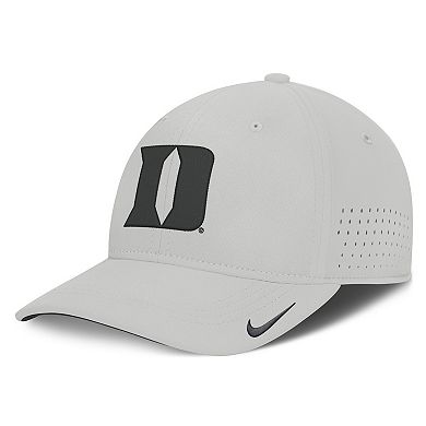 Men's Nike Gray Duke Blue Devils 2026 Sideline Practice AeroBill Swooshflex Dri-FIT Hat