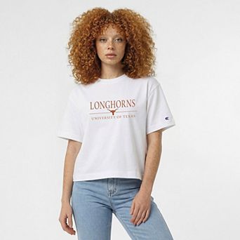 Women's Champion White Texas Longhorns Waist Length Wordmark T-Shirt