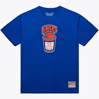 Men's Mitchell & Ness Blue New York Knicks Coffee Cup T-Shirt
