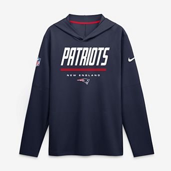 Men's Nike Navy New England Patriots Sideline Lightweight Long Sleeve Hooded Dri-FIT Top