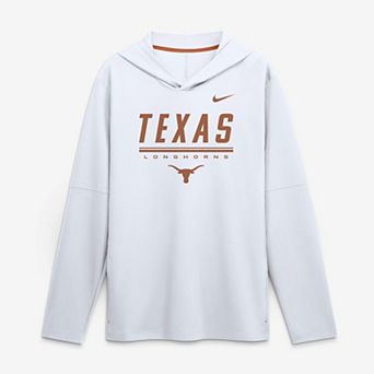 Men's Nike White Texas Longhorns 2026 Sideline Lightweight Long Sleeve Hooded Dri-FIT Top
