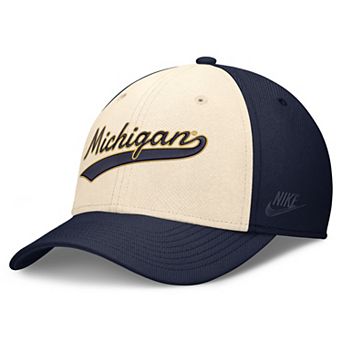 Men's Nike Natural/Navy Michigan Wolverines Legacy Swooshflex Dri-FIT Hat
