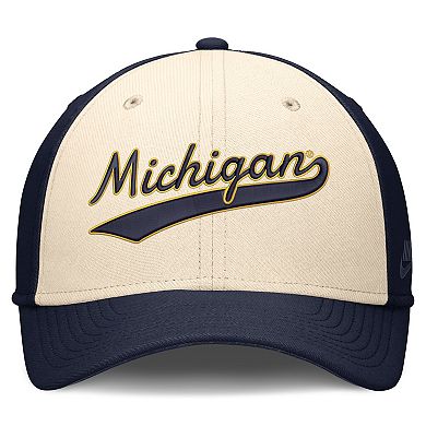 Men's Nike Natural/Navy Michigan Wolverines Legacy Swooshflex Dri-FIT Hat