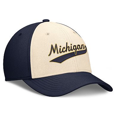 Men's Nike Natural/Navy Michigan Wolverines Legacy Swooshflex Dri-FIT Hat