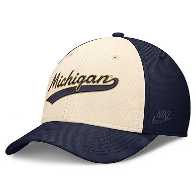 Men's Nike Natural/Navy Michigan Wolverines Legacy Swooshflex Dri-FIT Hat