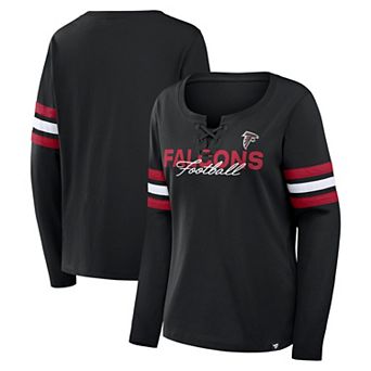 Women's Fanatics Black Atlanta Falcons Team First Coverage Scheme Lace-Up Long Sleeve T-Shirt