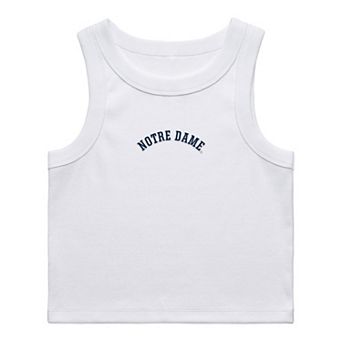 Women's Uscape Apparel White Notre Dame Fighting Irish Embroidery Ribbed Tank Top