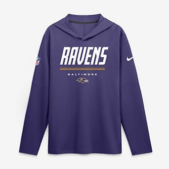 Men's Nike Purple Baltimore Ravens Sideline Lightweight Long Sleeve Hooded Dri-FIT Top