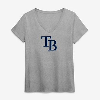 Women's Logo Athletic Gray Tampa Bay Rays Official Logo Athletic V-Neck T-Shirt