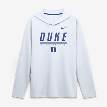 Men's Nike White Duke Blue Devils 2026 Sideline Lightweight Long Sleeve Hooded Dri-FIT Top