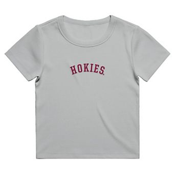 Women's Uscape Apparel Gray Virginia Tech Hokies Embroidery Ribbed T-Shirt