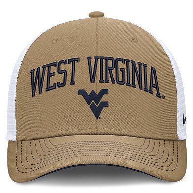 Unisex Nike Beige/Navy West Virginia Mountaineers Primetime Arched Trucker Adjustable Hat