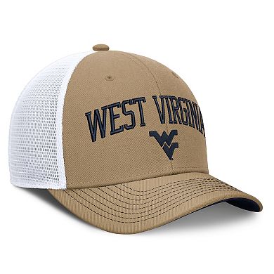 Unisex Nike Beige/Navy West Virginia Mountaineers Primetime Arched Trucker Adjustable Hat