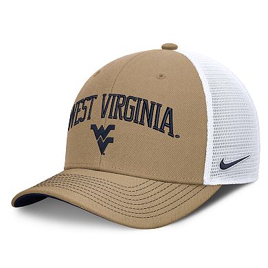 Unisex Nike Beige/Navy West Virginia Mountaineers Primetime Arched Trucker Adjustable Hat