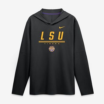 Men's Nike Black LSU Tigers 2026 Sideline Lightweight Long Sleeve Hooded Dri-FIT Top