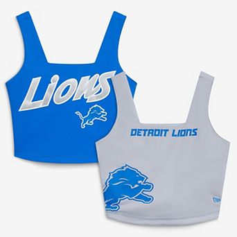 Women's New Era Blue Detroit Lions Reversible Cropped Sport Classics Tank Top