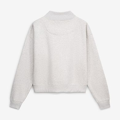 Women's Pressbox Ash Miami Hurricanes Oversized Nelson Mock Neck Sweatshirt