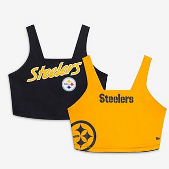Women's New Era Black Pittsburgh Steelers Reversible Cropped Sport Classics Tank Top