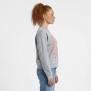 Women's Champion Heather Gray Clemson Tigers Academic Crest Powerblend Crewneck Sweatshirt