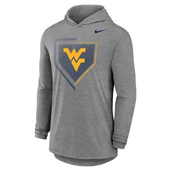Men's Nike Gray West Virginia Mountaineers 2026 NCAA Baseball Men's College World Series Dugout Long Sleeve Hooded T-Shirt