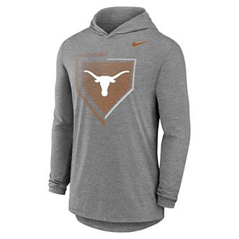 Men's Nike Gray Texas Longhorns 2026 NCAA Baseball Men's College World Series Dugout Long Sleeve Hooded T-Shirt