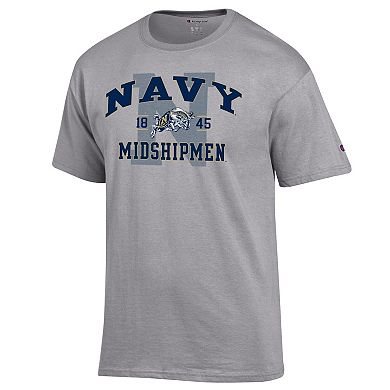 Men's Champion Heather Gray Navy Midshipmen Varsity T-Shirt