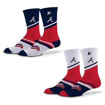 Unisex Starter Navy/Red Atlanta Braves Old School Two-Pack Crew Socks Set