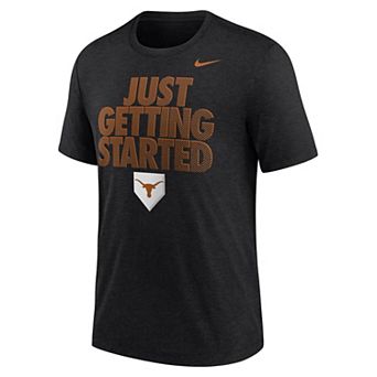 Men's Nike Heather Black Texas Longhorns 2026 NCAA Baseball Men's College World Series Dugout Tri-Blend T-Shirt
