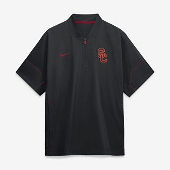 Men's Nike Black USC Trojans 2026 Sideline Short Sleeve Quarter-Zip Coach Jacket