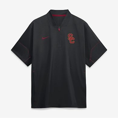 Men's Nike Black USC Trojans 2026 Sideline Short Sleeve Quarter-Zip Coach Jacket