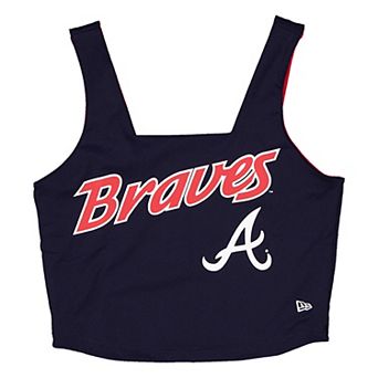 Women's New Era Navy Atlanta Braves Reversible Cropped Sport Classics Tank Top