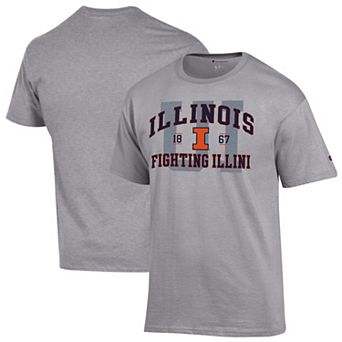 Men's Champion Heather Gray Illinois Fighting Illini Varsity T-Shirt
