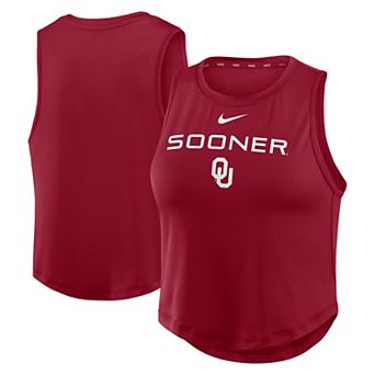 Women's Nike Crimson Oklahoma Sooners One Dri-FIT Cropped Tank Top