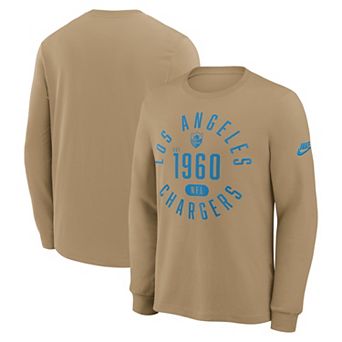 Men's Nike Tan Los Angeles Chargers Blitz Package Rewind Slub Dri-FIT Long Sleeve T-Shirt