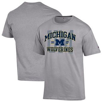 Men's Champion Heather Gray Michigan Wolverines Varsity T-Shirt