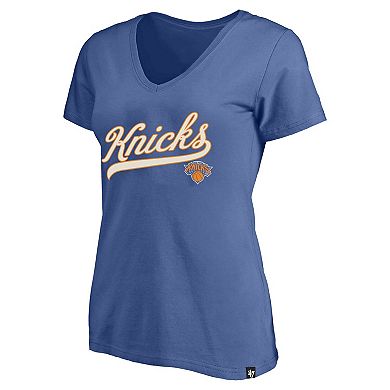 Women's Profile Blue New York Knicks Plus Size Sweep V-Neck T-Shirt