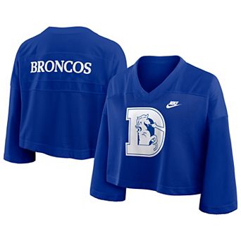 Women's Nike Royal Denver Broncos Rewind Cropped Mesh Dri-FIT Fashion Jersey