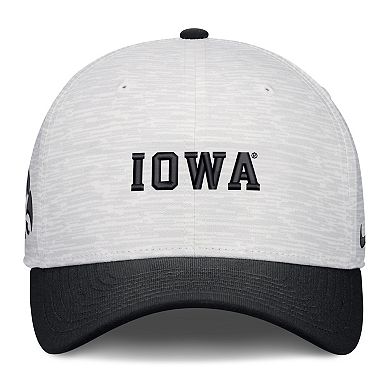 Unisex Nike White/Black Iowa Hawkeyes Primetime Rise Adjustable Hat