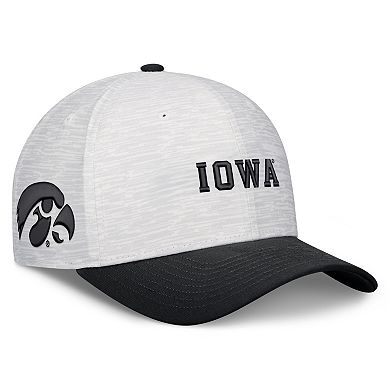 Unisex Nike White/Black Iowa Hawkeyes Primetime Rise Adjustable Hat