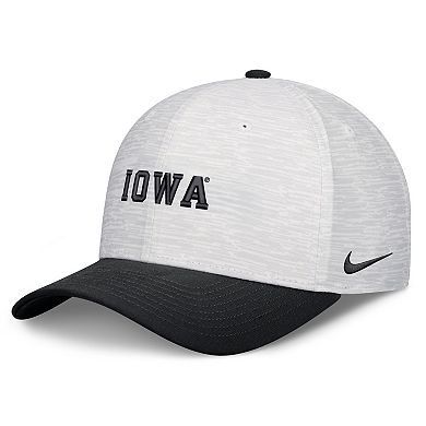 Unisex Nike White/Black Iowa Hawkeyes Primetime Rise Adjustable Hat