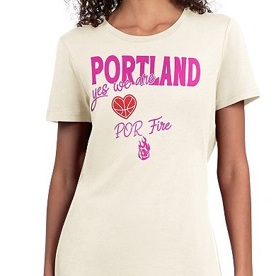 Women's Starter Oatmeal Portland Fire Endzone T-Shirt