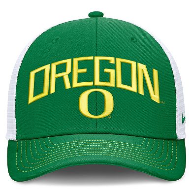 Unisex Nike Green/White Oregon Ducks Primetime Arched Trucker Adjustable Hat
